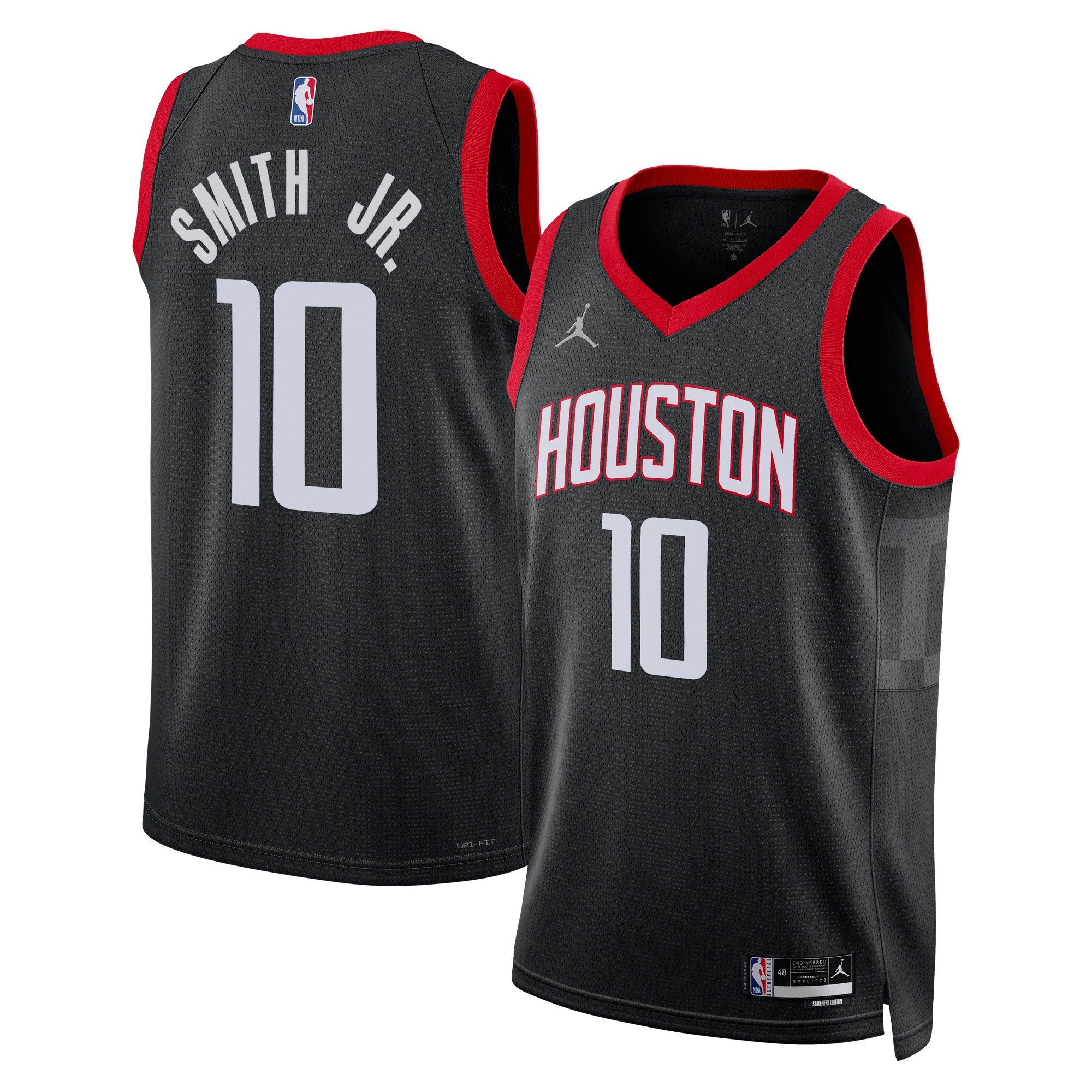 Jabari Smith Jr. 10 Houston Rockets Unisex 2024/25 Swingman Player Jersey - Statement Edition - Black - JS523 