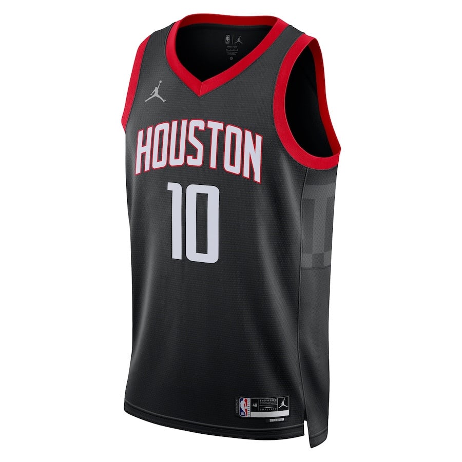 Alternative view of Jabari Smith Jr. 10 Houston Rockets Unisex 2024/25 Swingman Player Jersey - Statement Edition - Black - JS523 