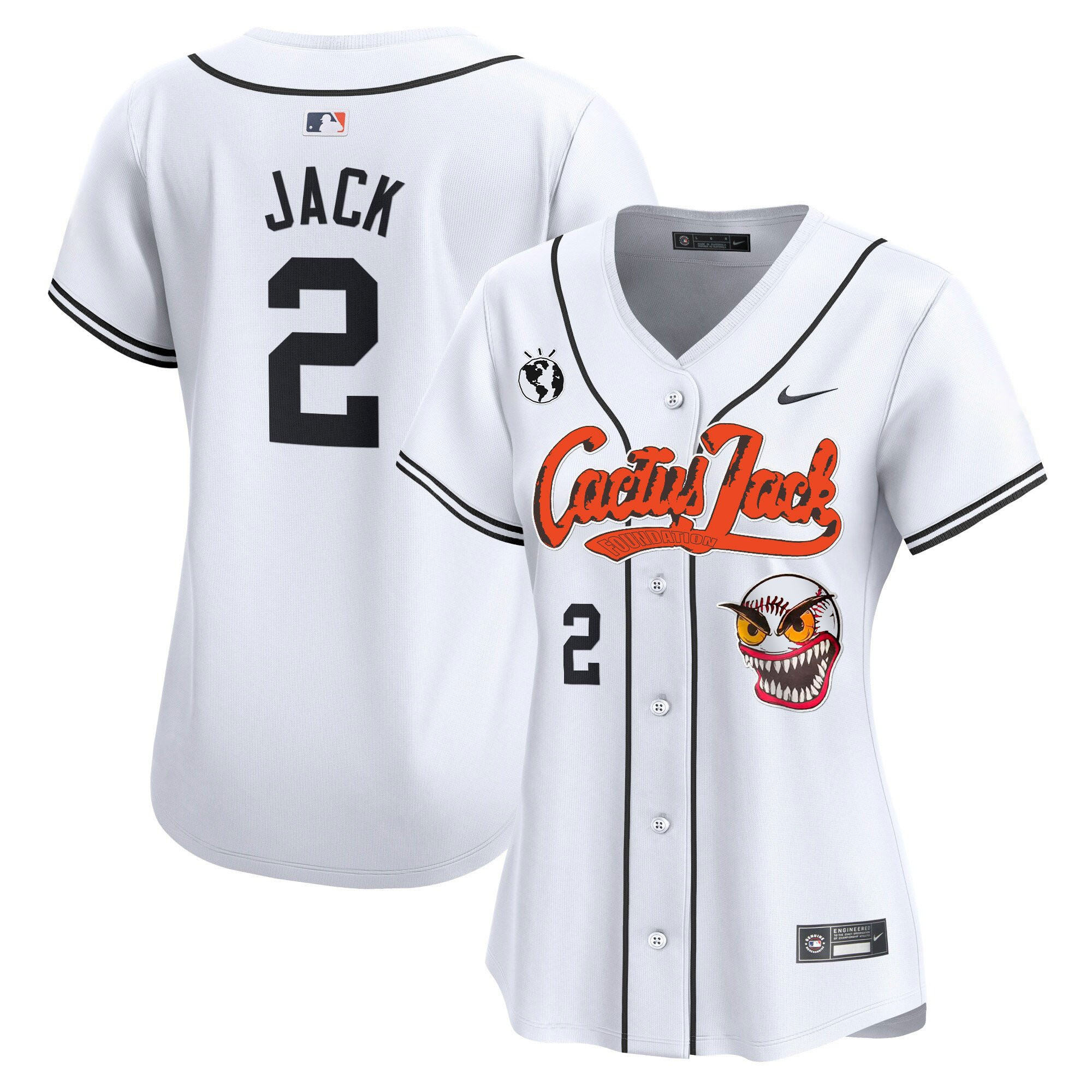 Jack 2 Houston Astros Cactus Jack Patch Women Jersey - White
