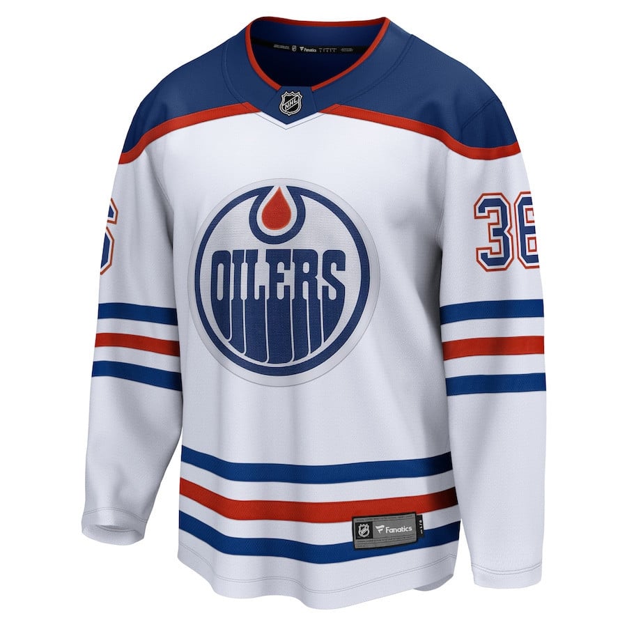 Alternative view of Jack Campbell 36 Edmonton Oilers Away Breakaway Jersey - Men, White - JS846 