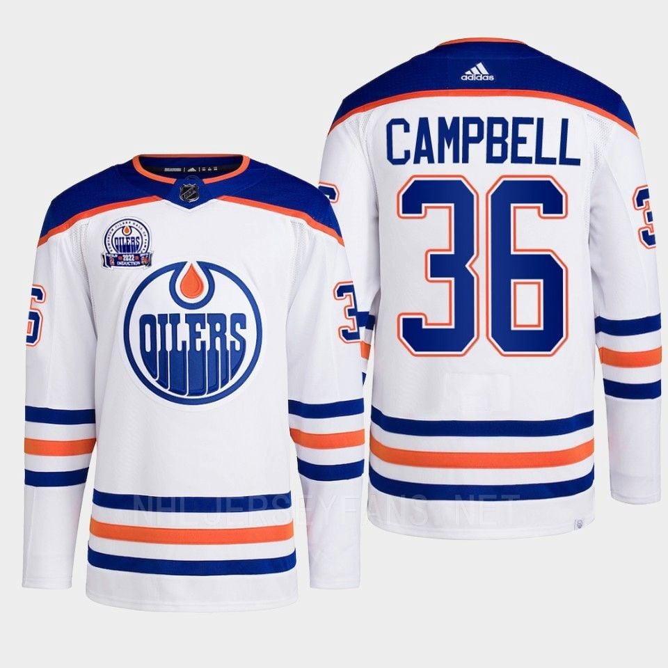 Jack Campbell 36 Edmonton Oilers White Jersey 2022 Lee Ryan Hall Of Fame Patch Away - JS431 