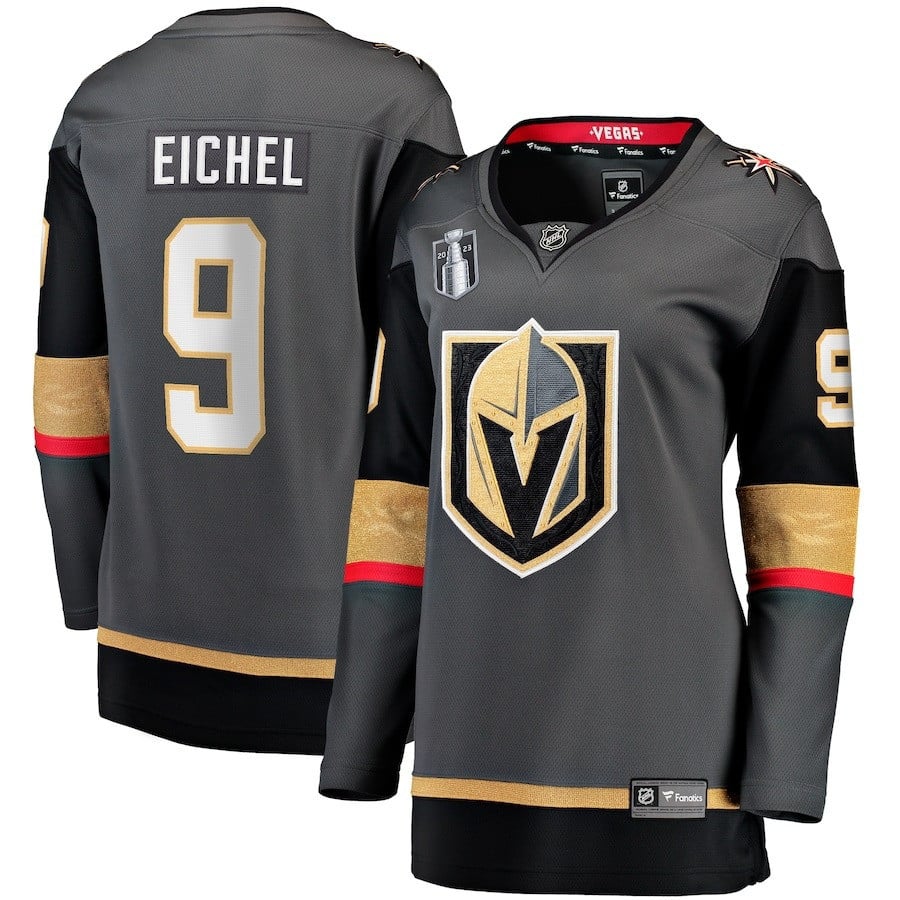 Jack Eichel 9 Vegas Golden Knights Women's 2023 Stanley Cup Final Alternate Breakaway Player Jersey - Black - JS652 