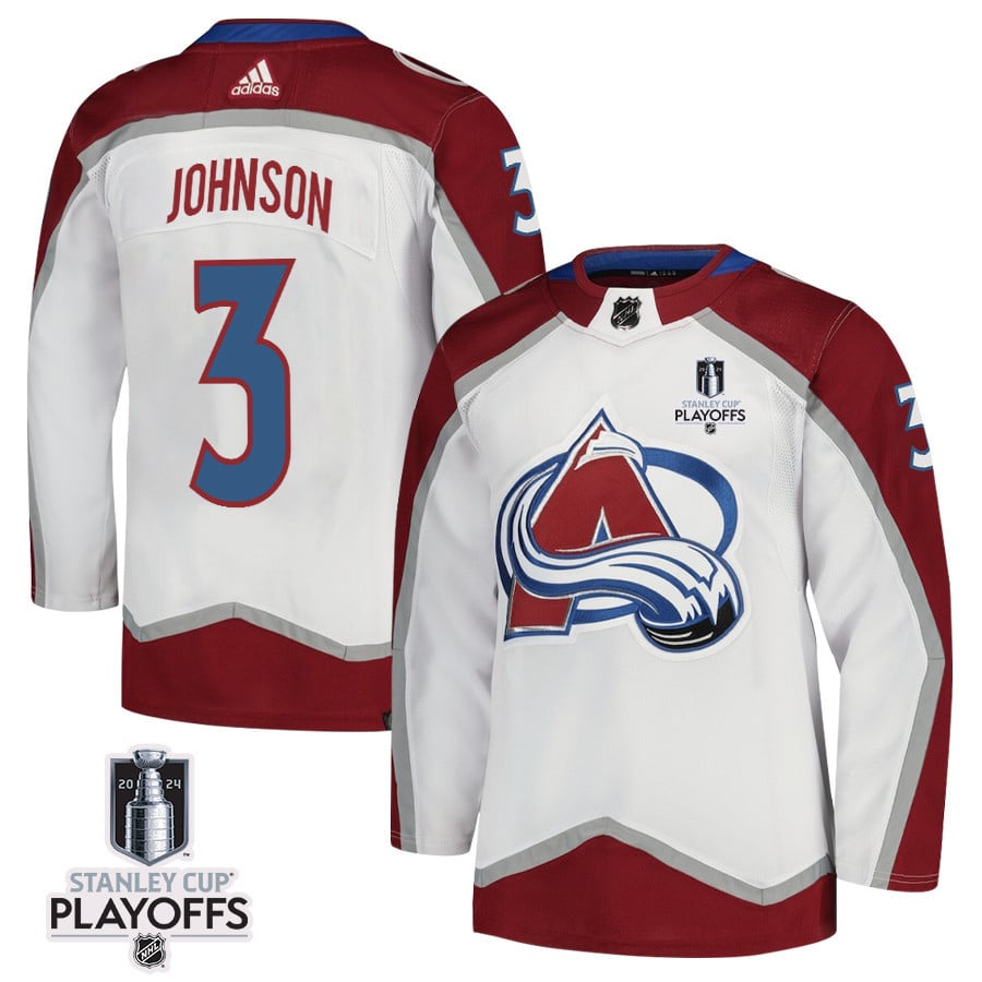 Jack Johnson 3 Colorado Avalanche 2024 NHL Playoffs Patch Away Jersey - Men, White - JS445 