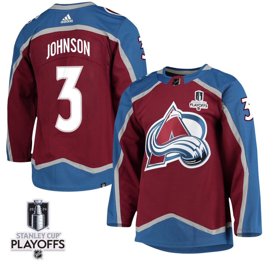 Jack Johnson 3 Colorado Avalanche 2024 NHL Playoffs Patch Home Jersey - Men - JS243 