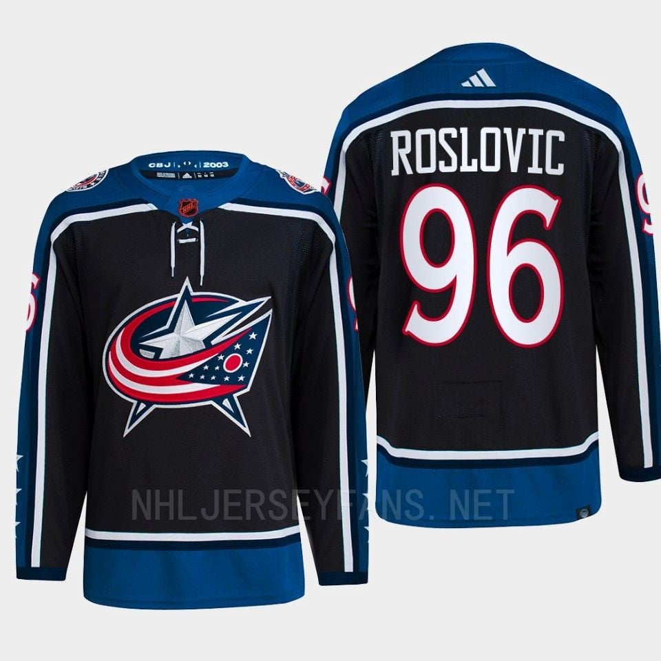 Jack Roslovic 96 Reverse Retro 2.0 2022 Columbus Blue Jackets Navy Jersey Primegreen - JS437 