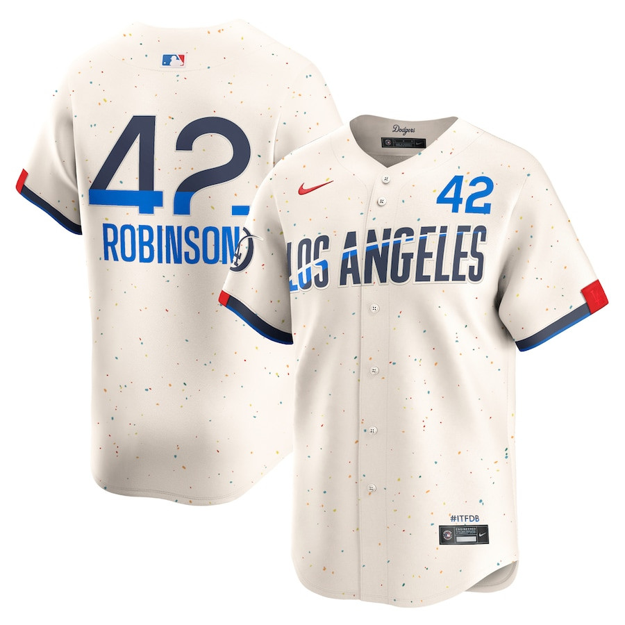Jackie Robinson 42 Los Angeles Dodgers 2024 City Connect Limited Men Jersey - Cream 