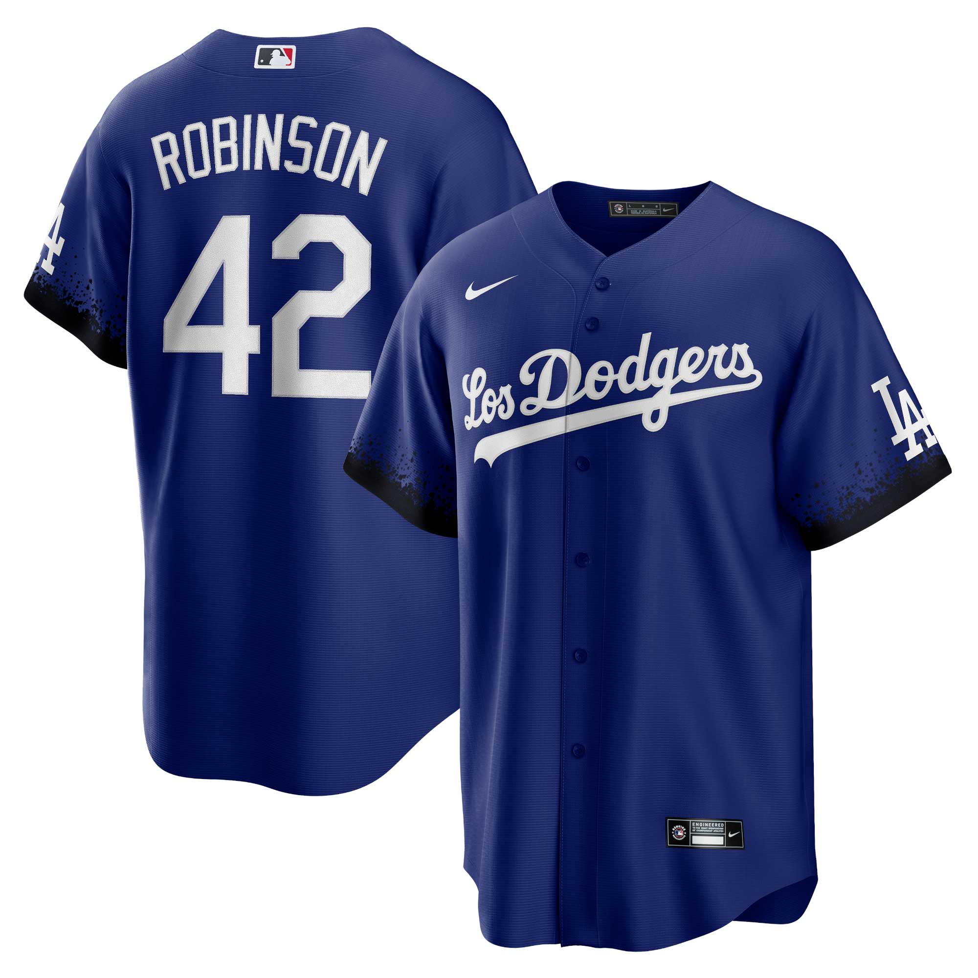Alternative view of Jackie Robinson Los Angeles Dodgers City Connect Replica Player Jersey – Royal
