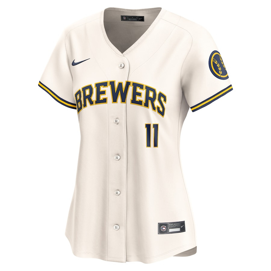 Alternative view of Jackson Chourio 11 Milwaukee Brewers Home Limited Women Jersey - Cream 