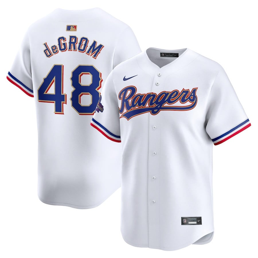 Jacob deGrom 48 Texas Rangers 2024 Gold Collection Limited Jersey - White - JS504 