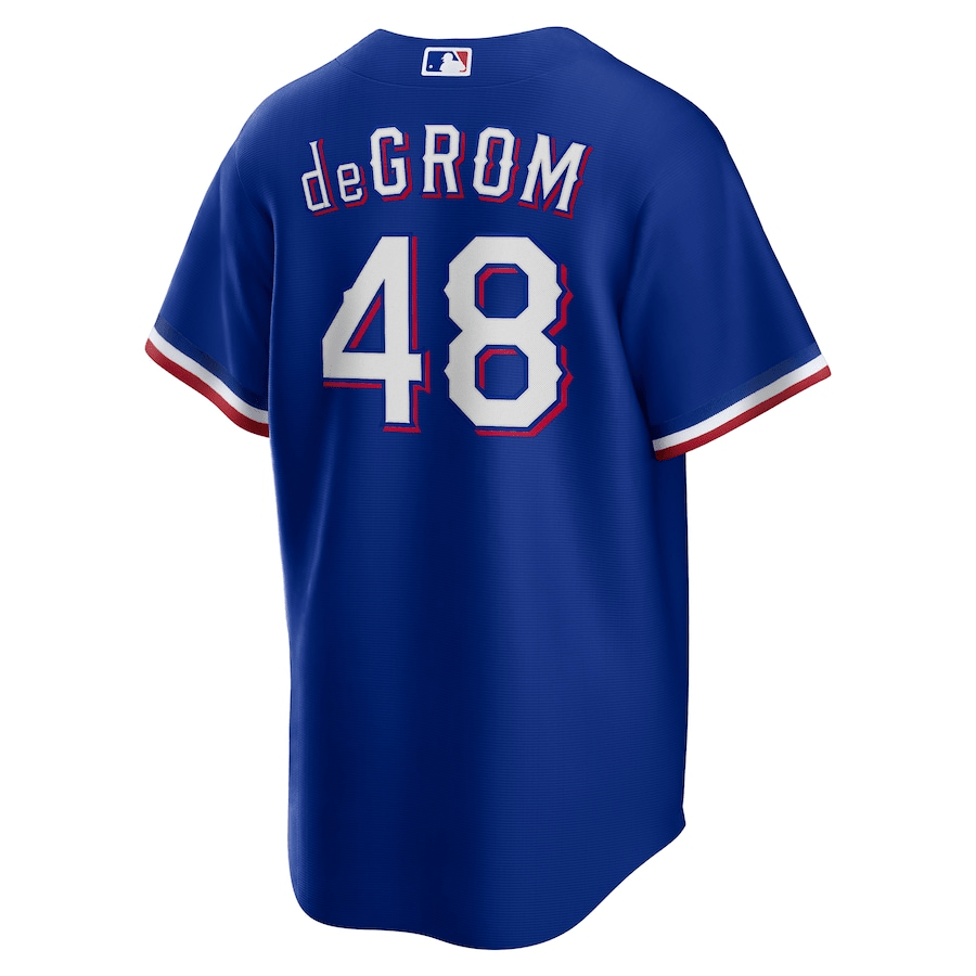 Alternative view of Jacob deGrom 48 Texas Rangers Alternate Men Jersey - Royal - JS210 