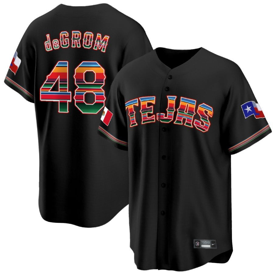 Jacob Degrom 48 Texas Rangers Mexican Collection Baseball Men Jersey - Black - JS891 