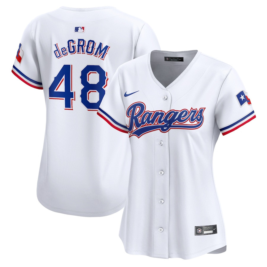 Jacob deGrom 48 Texas Rangers Women Home Limited Player Jersey - White - JS764 