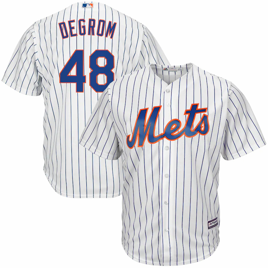Jacob Degrom New York Mets Majestic Big And Tall Official Cool Base Player Jersey - White Royal