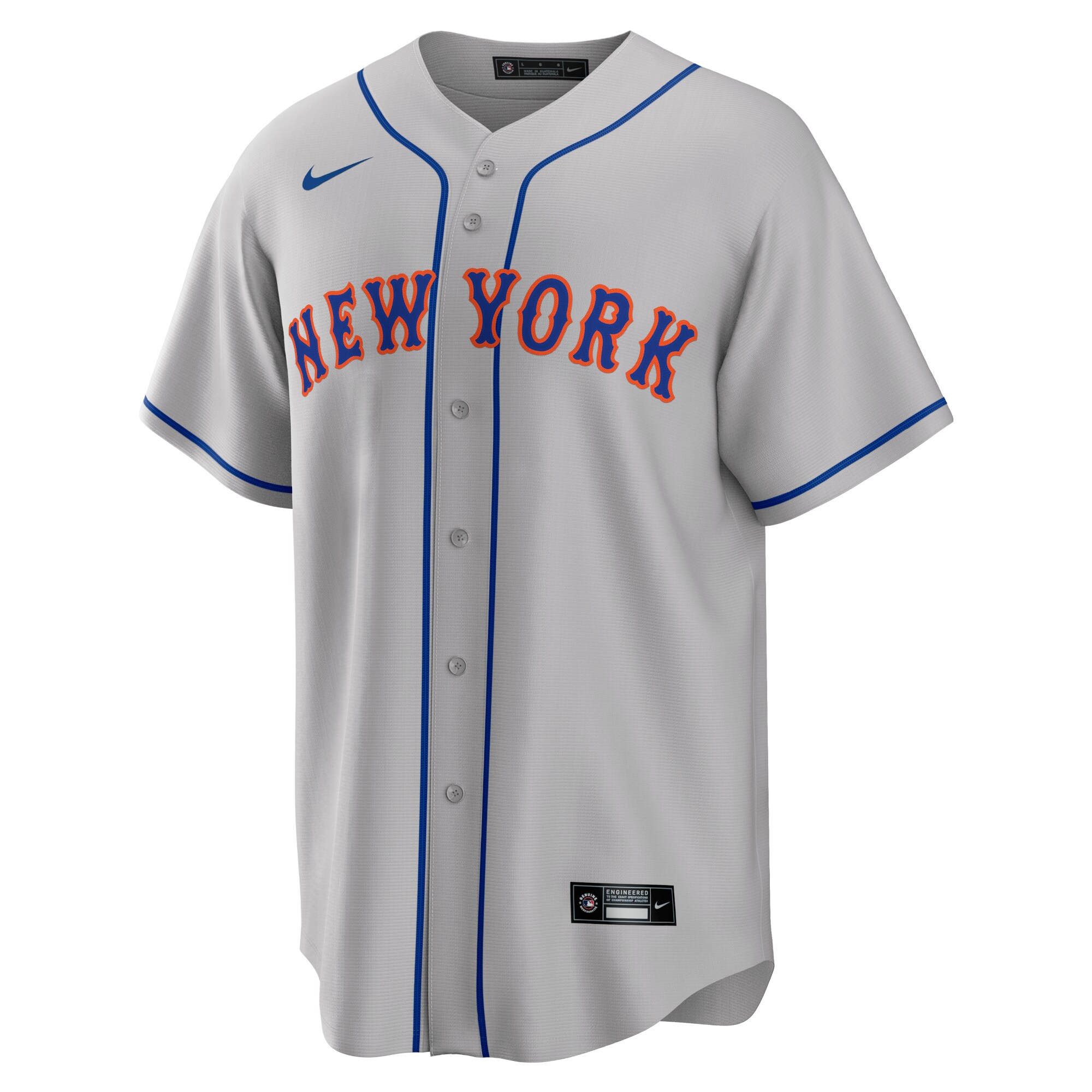 Alternative view of Jacob Degrom New York Mets Road Replica Player Name Jersey – Gray