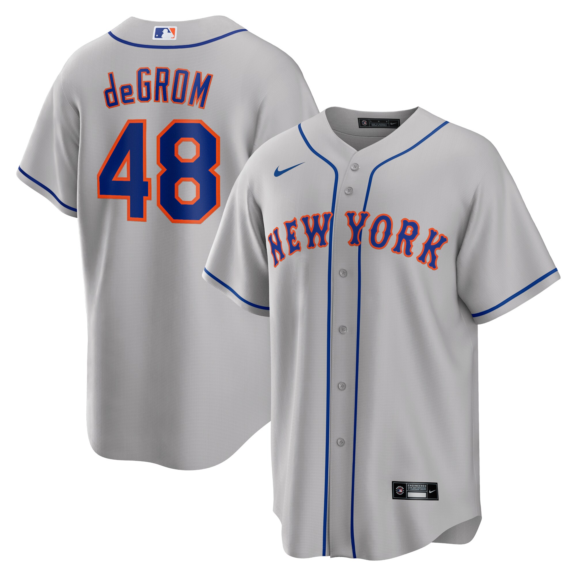 Jacob Degrom New York Mets Road Replica Player Name Jersey – Gray