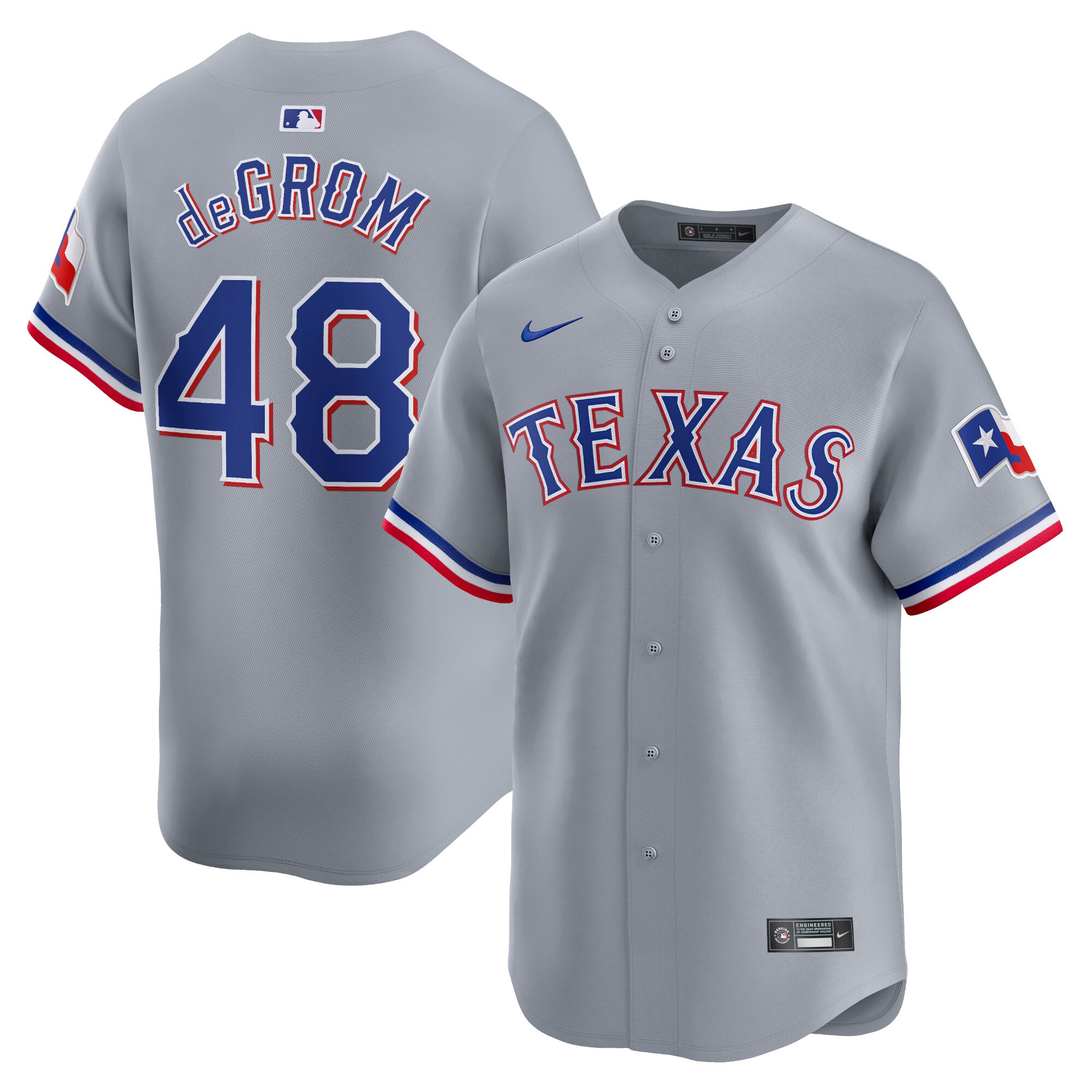 Jacob Degrom Texas Rangers Away Limited Player Jersey - Gray