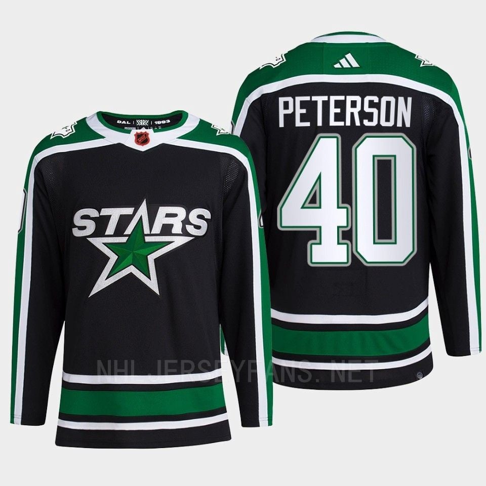 Jacob Peterson 40 Reverse Retro 2.0 2022 Dallas Stars Black Jersey Pro Primegreen - JS624 