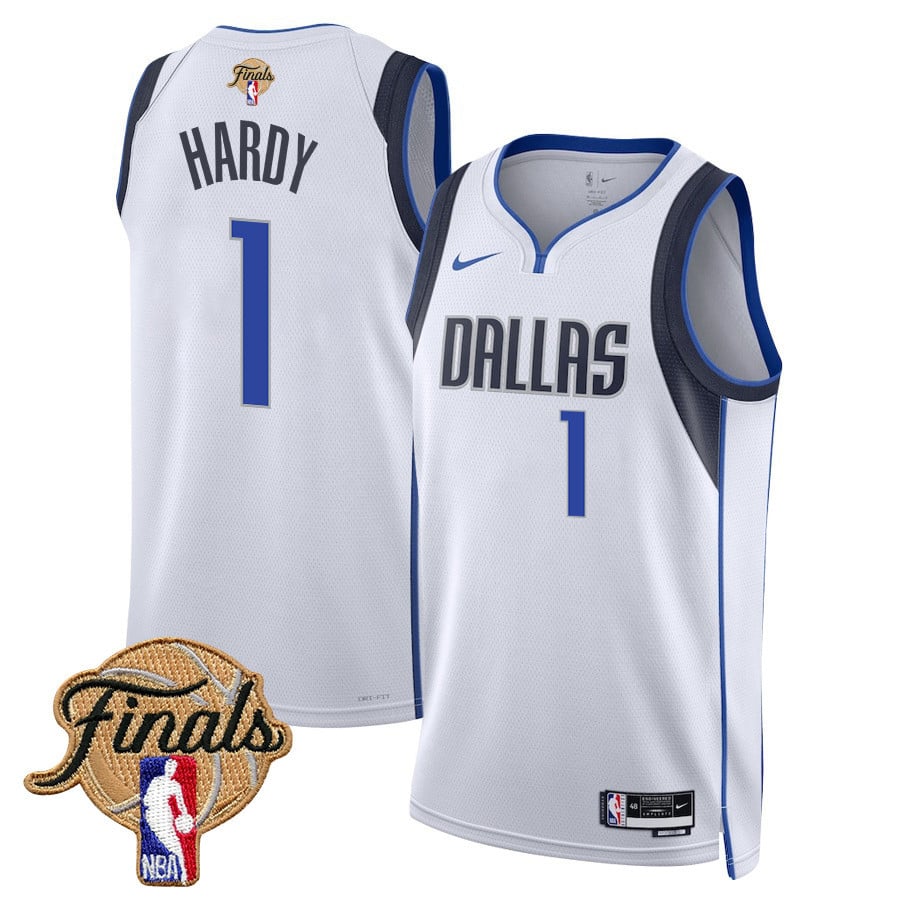 Jaden Hardy 1 Dallas Mavericks 2024 FINALS PATCH Swingman Jersey - Association Edition - White - JS303 