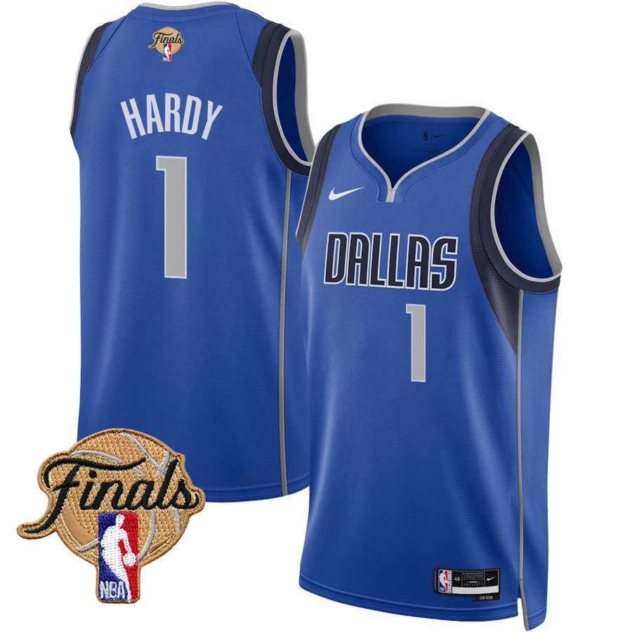 Jaden Hardy 1 Dallas Mavericks 2024 FINALS PATCH Swingman Jersey - Icon Edition - Blue - JS677 
