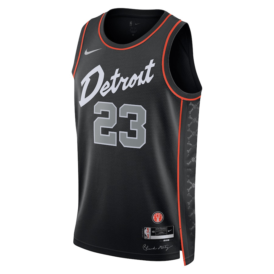 Alternative view of Jaden Ivey 23 Detroit Pistons 2023/24 City Edition Swingman Jersey - Black - JS373 
