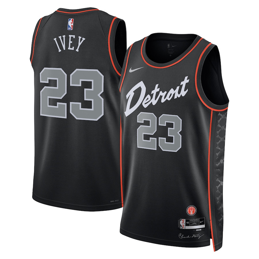 Jaden Ivey 23 Detroit Pistons 2023/24 City Edition Swingman Jersey - Black - JS373 