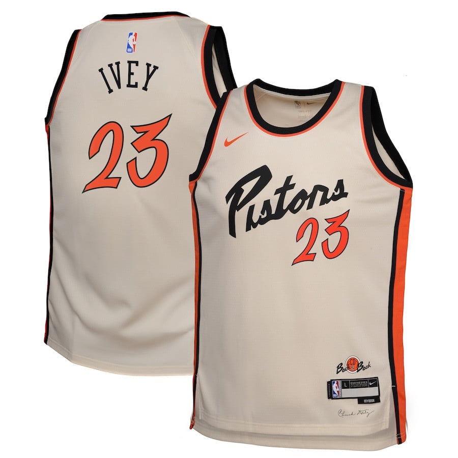 Jaden Ivey 23 Detroit Pistons 2024/25 Swingman Player YOUTH Jersey - City Edition - Cream - JS583 