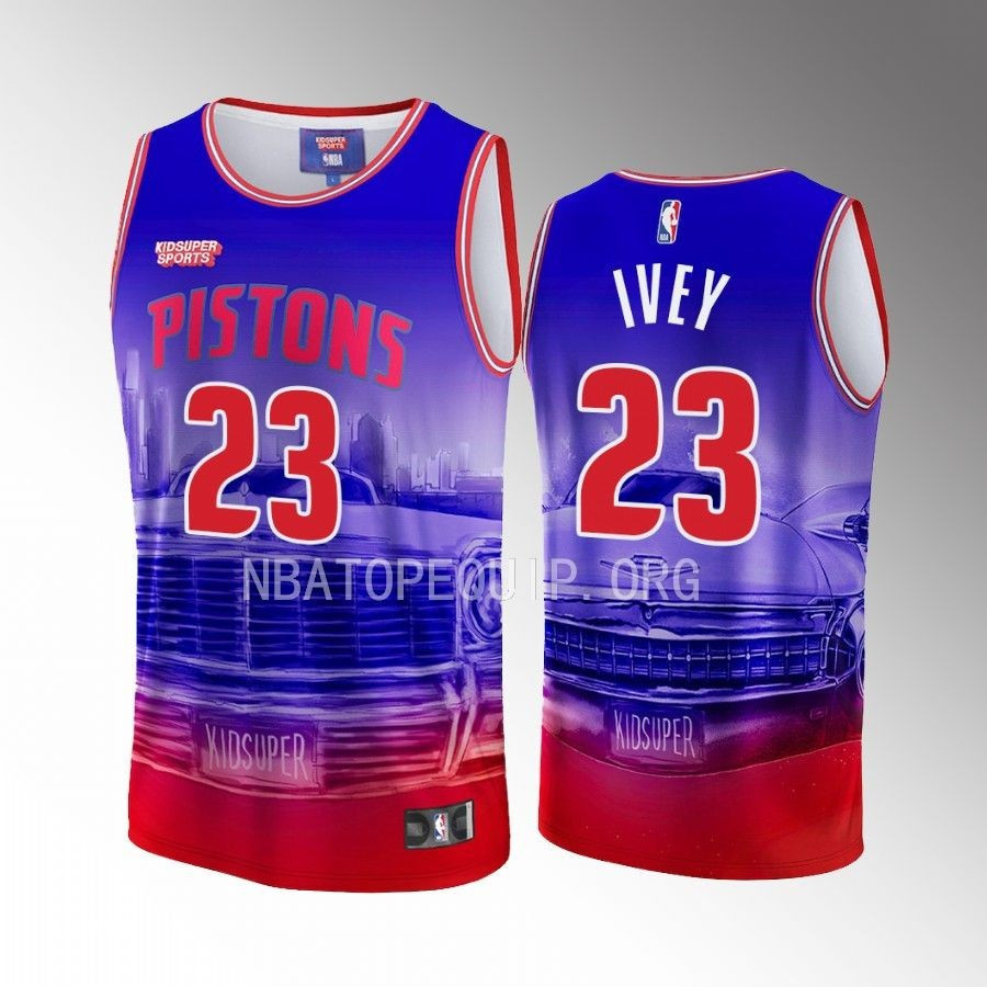 Jaden Ivey 23 Detroit Pistons NBA & KidSuper Studios Unisex Hometown Jersey - JS175 