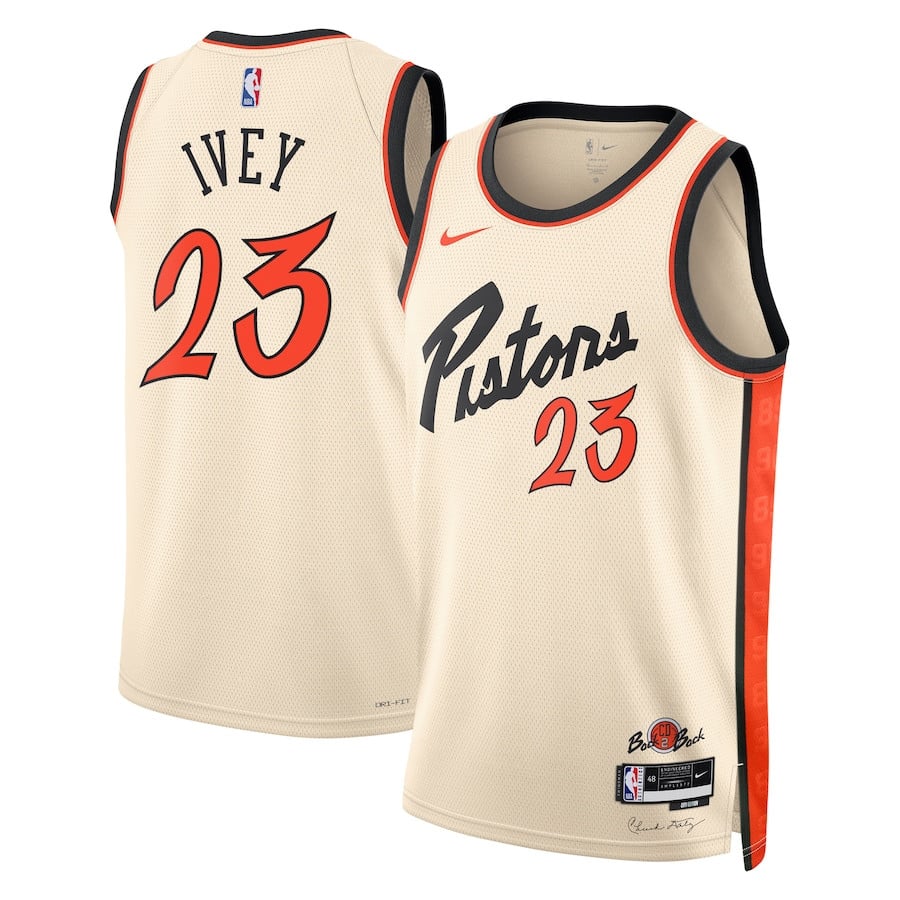 Jaden Ivey 23 Detroit Pistons Unisex 2024/25 Swingman Player Jersey - City Edition - Cream - JS807 