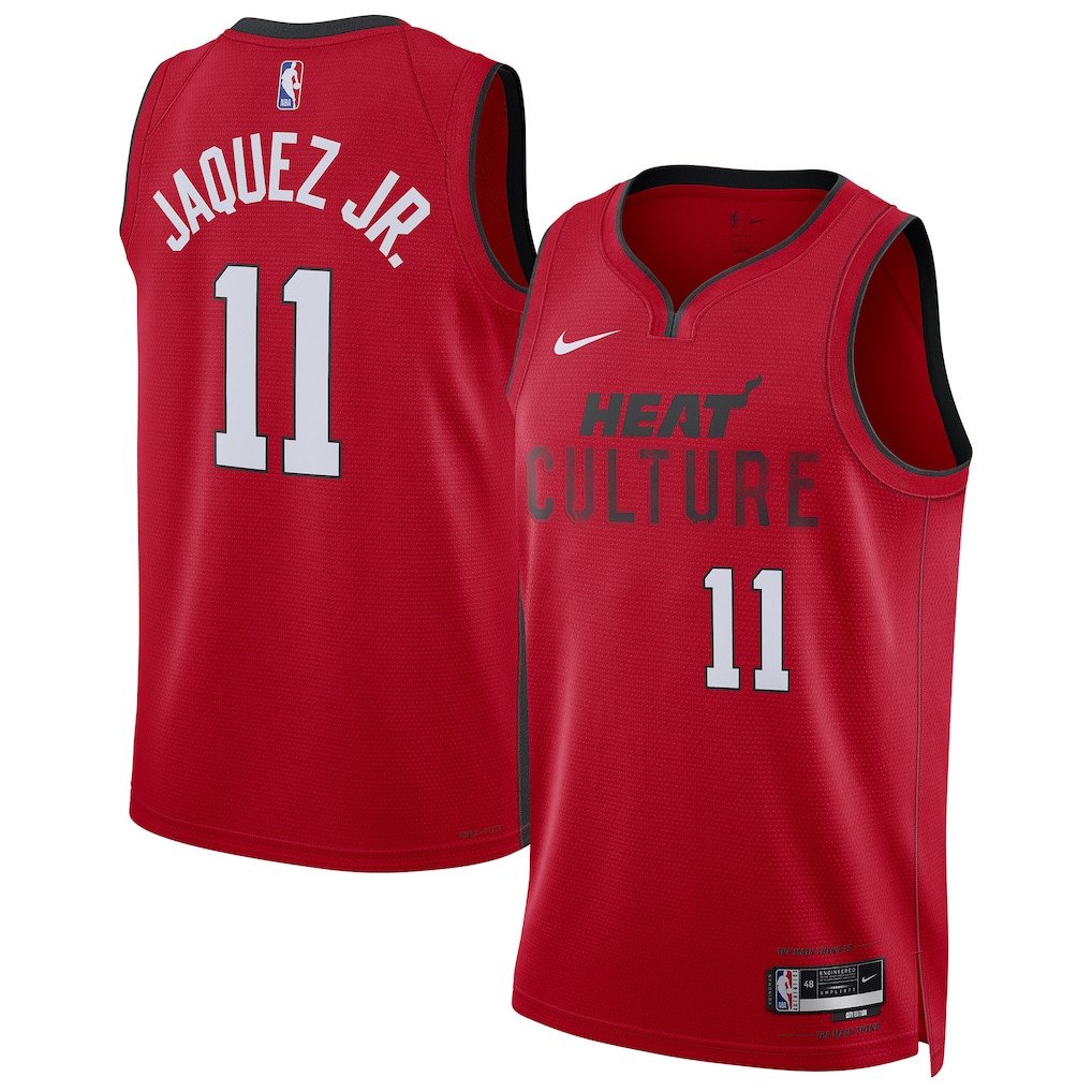 Jaime Jaquez Jr. 11 Miami Heat Unisex 2024/25 Swingman Player Jersey - City Edition - Red - JS597 