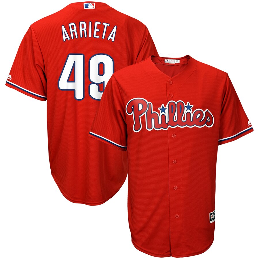 Jake Arrieta Philadelphia Phillies Majestic Fashion Official Cool Base Player Jersey – Scarlet