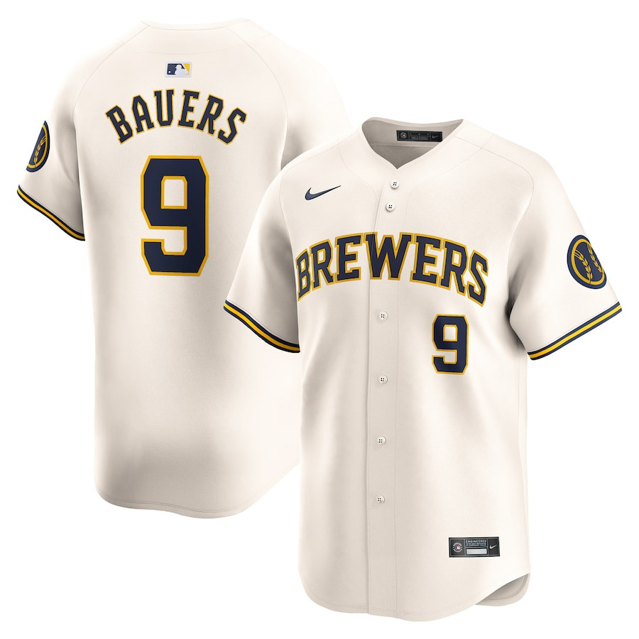 Jake Bauers 9 Milwaukee Brewers Home Limited Player Men Jersey - Cream 