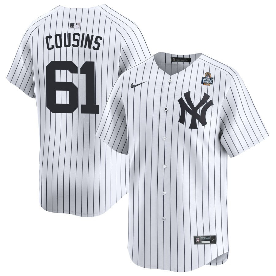 Jake Cousins 61 New York Yankees 2024 World Series Home Limited Player Men Jersey - White 