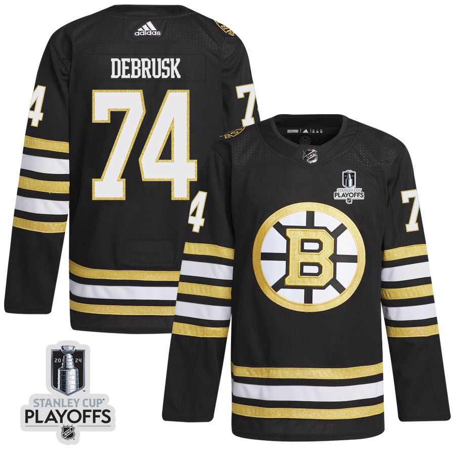Jake DeBrusk 74 Boston Bruins 2024 NHL Playoffs Patch Home Jersey - Men, Black - JS595 