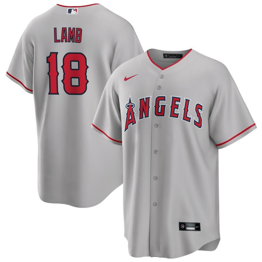 Jake Lamb 18 Los Angeles Angels Gray Road Jersey - Men Gray 
