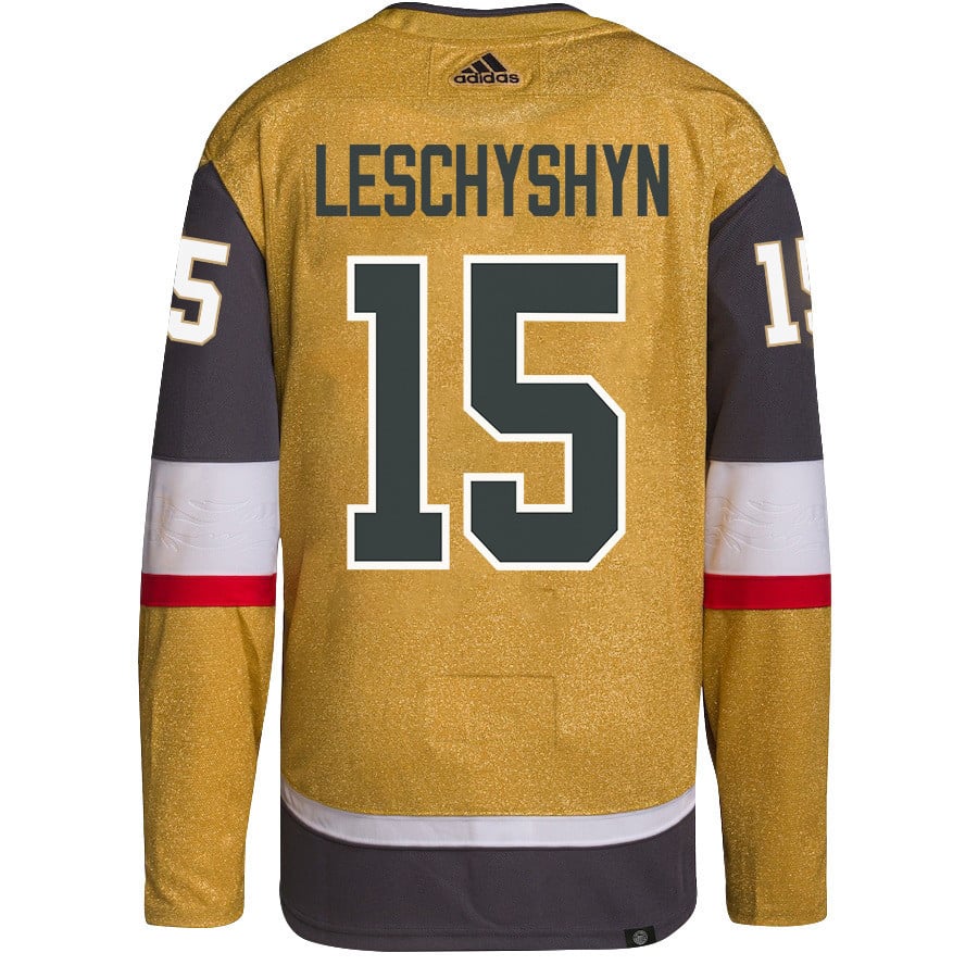Alternative view of Jake Leschyshyn 15 Vegas Golden Knights Stanley Cup 2023 Final Patch Home Breakaway Men Jersey - Gold - JS395 