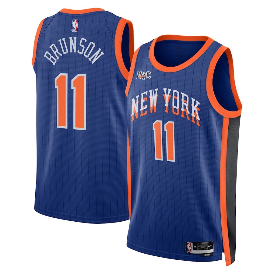 Jalen Brunson 11 New York Knicks 2023/24 City Edition Swingman Jersey - Blue - JS444 