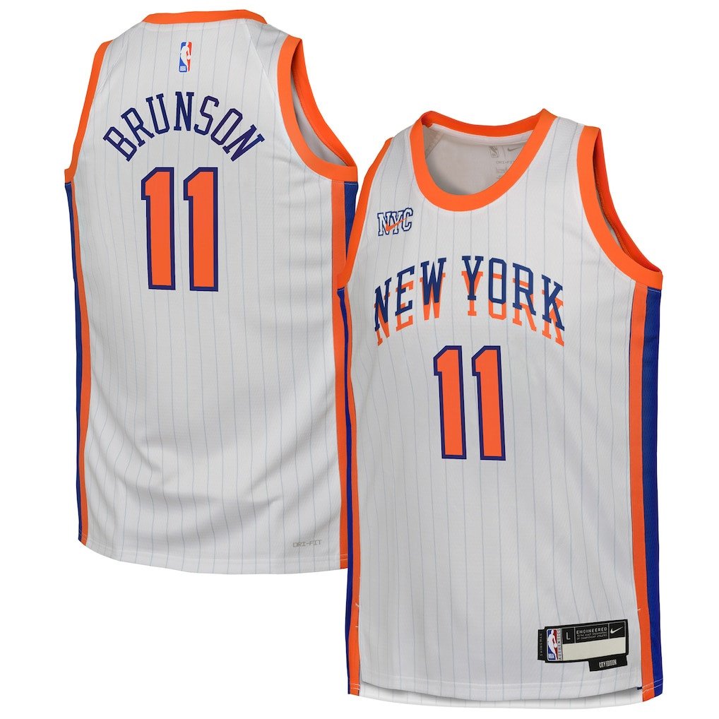 Jalen Brunson 11 New York Knicks 2024/25 Swingman Player YOUTH Jersey - City Edition - White - JS219 