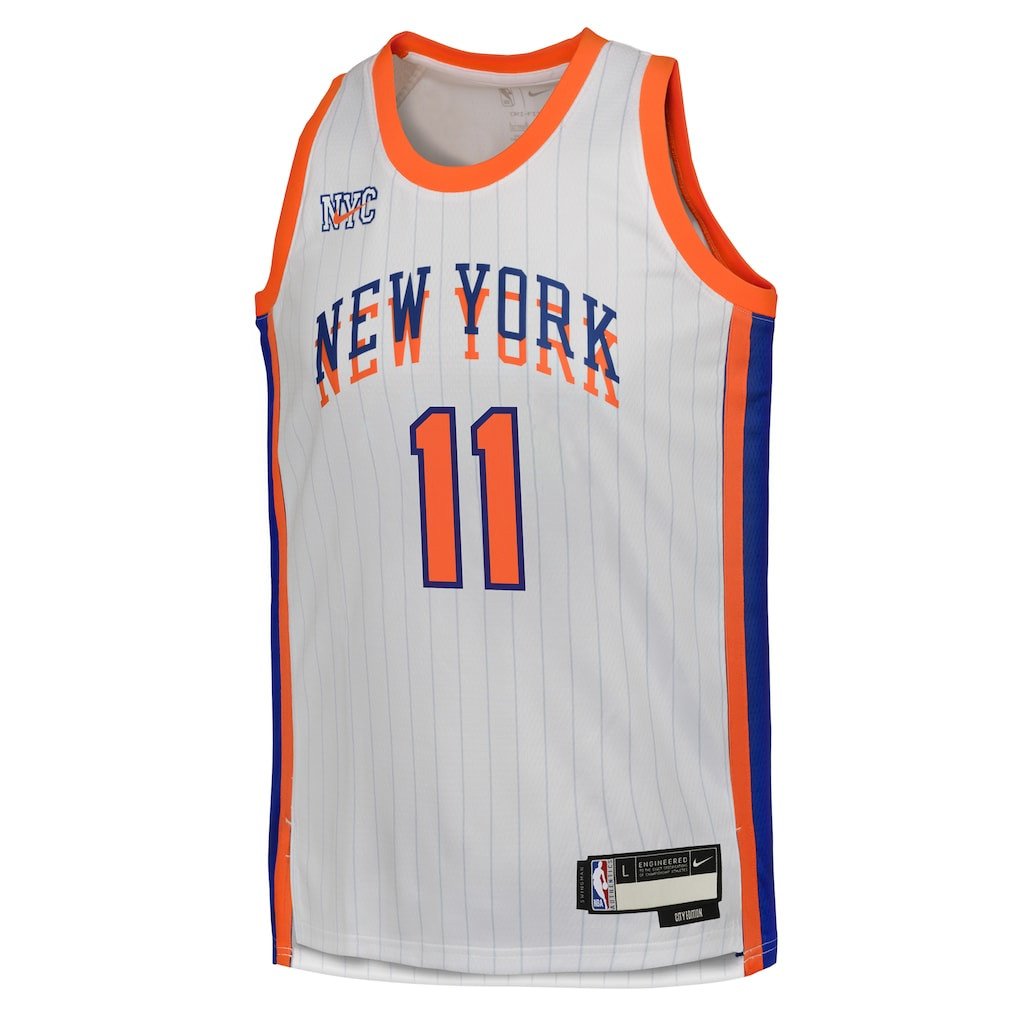 Alternative view of Jalen Brunson 11 New York Knicks 2024/25 Swingman Player YOUTH Jersey - City Edition - White - JS219 
