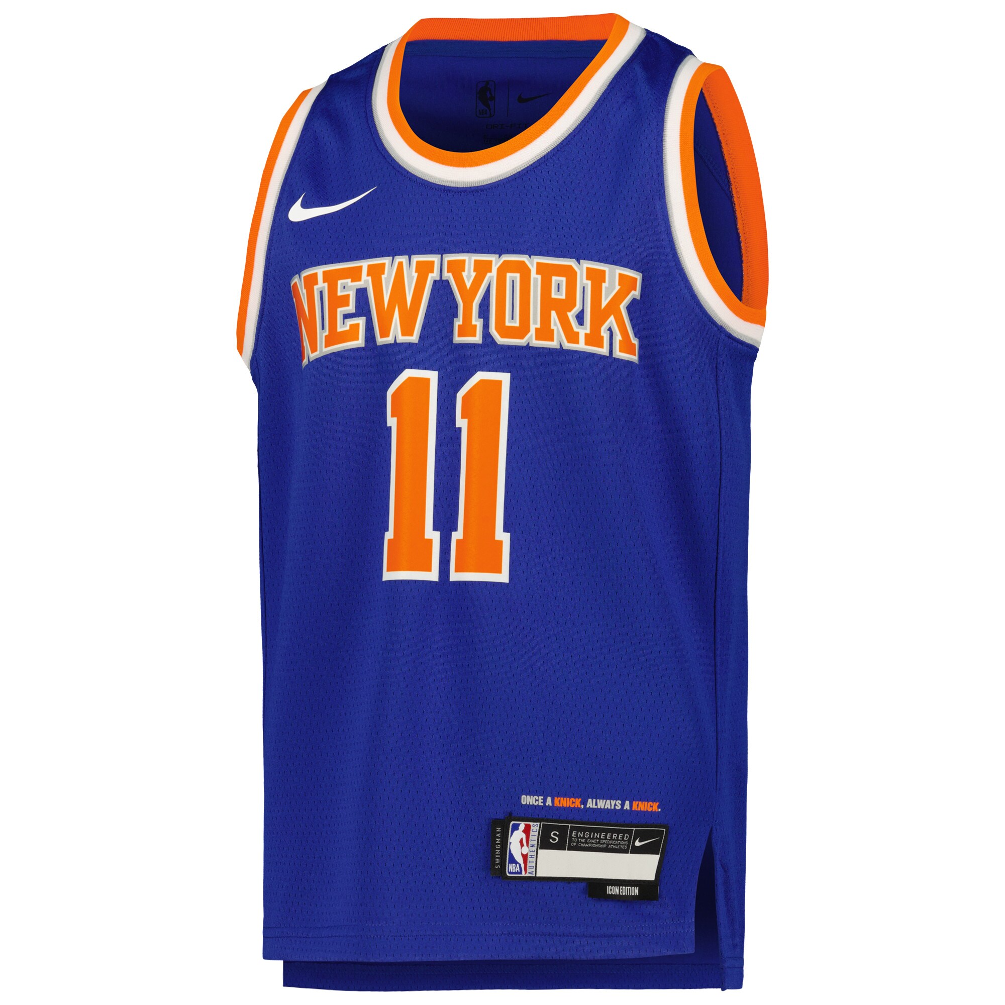 Alternative view of Jalen Brunson New York Knicks Youth Swingman Jersey - Icon Edition - Blue