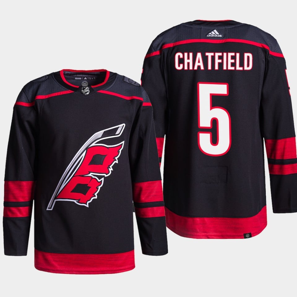Jalen Chatfield 5 Carolina Hurricanes Black Jersey Primegreen Alternate - JS634 