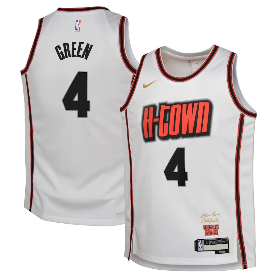 Jalen Green 4 Houston Rockets 2024/25 Swingman Player YOUTH Jersey - City Edition - White - JS433 