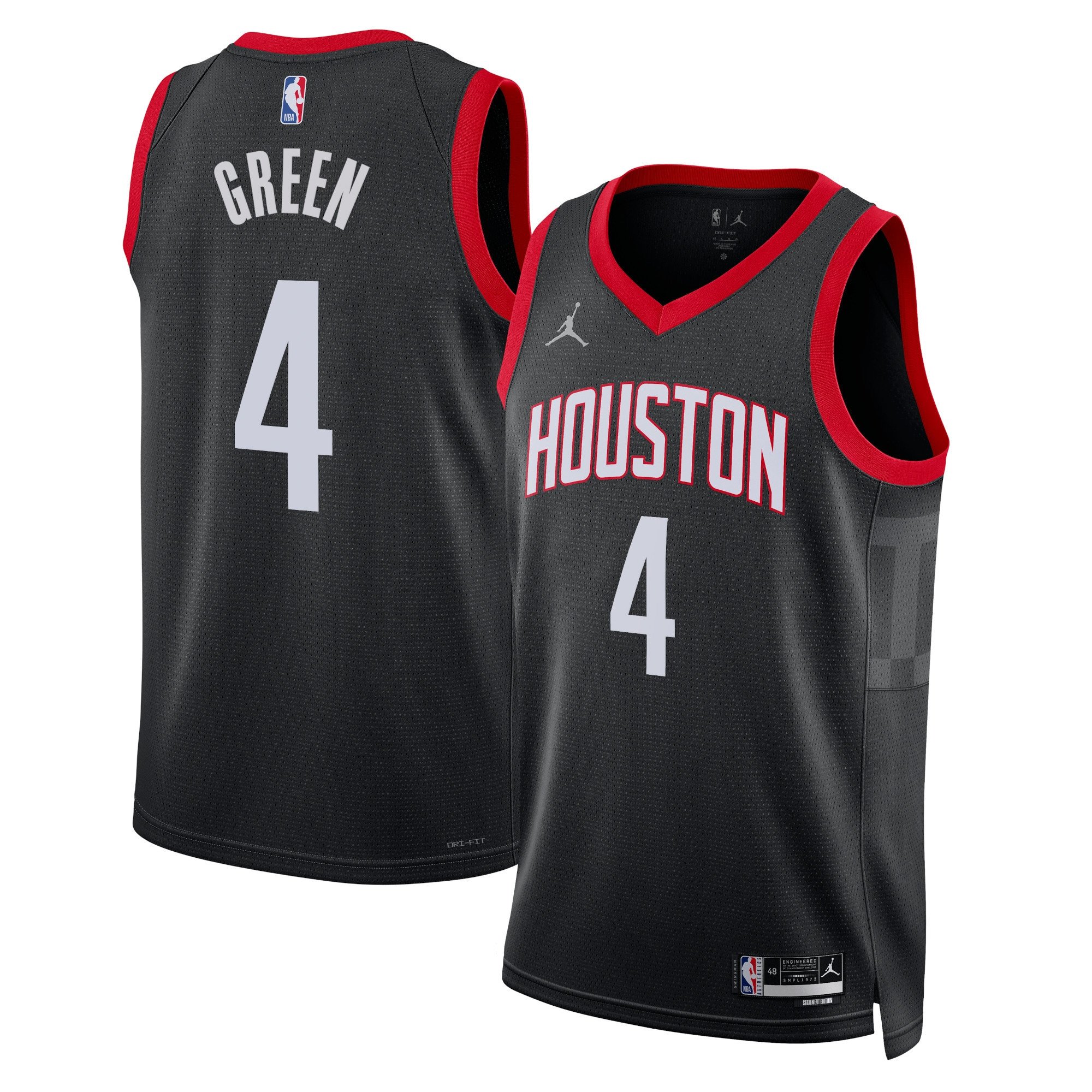 Jalen Green 4 Houston Rockets Unisex 2024/25 Swingman Player Jersey - Statement Edition - Black - JS693 