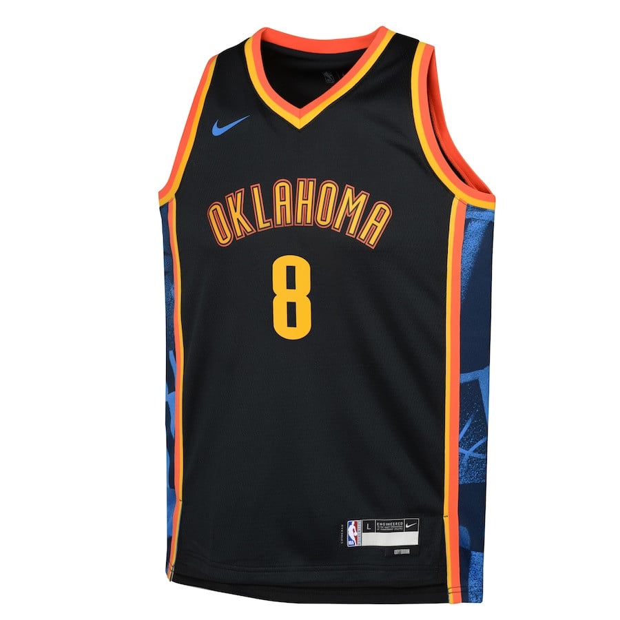 Alternative view of Jalen Williams 8 Oklahoma City Thunder 2024/25 Swingman Player YOUTH Jersey - City Edition - Black - JS536 