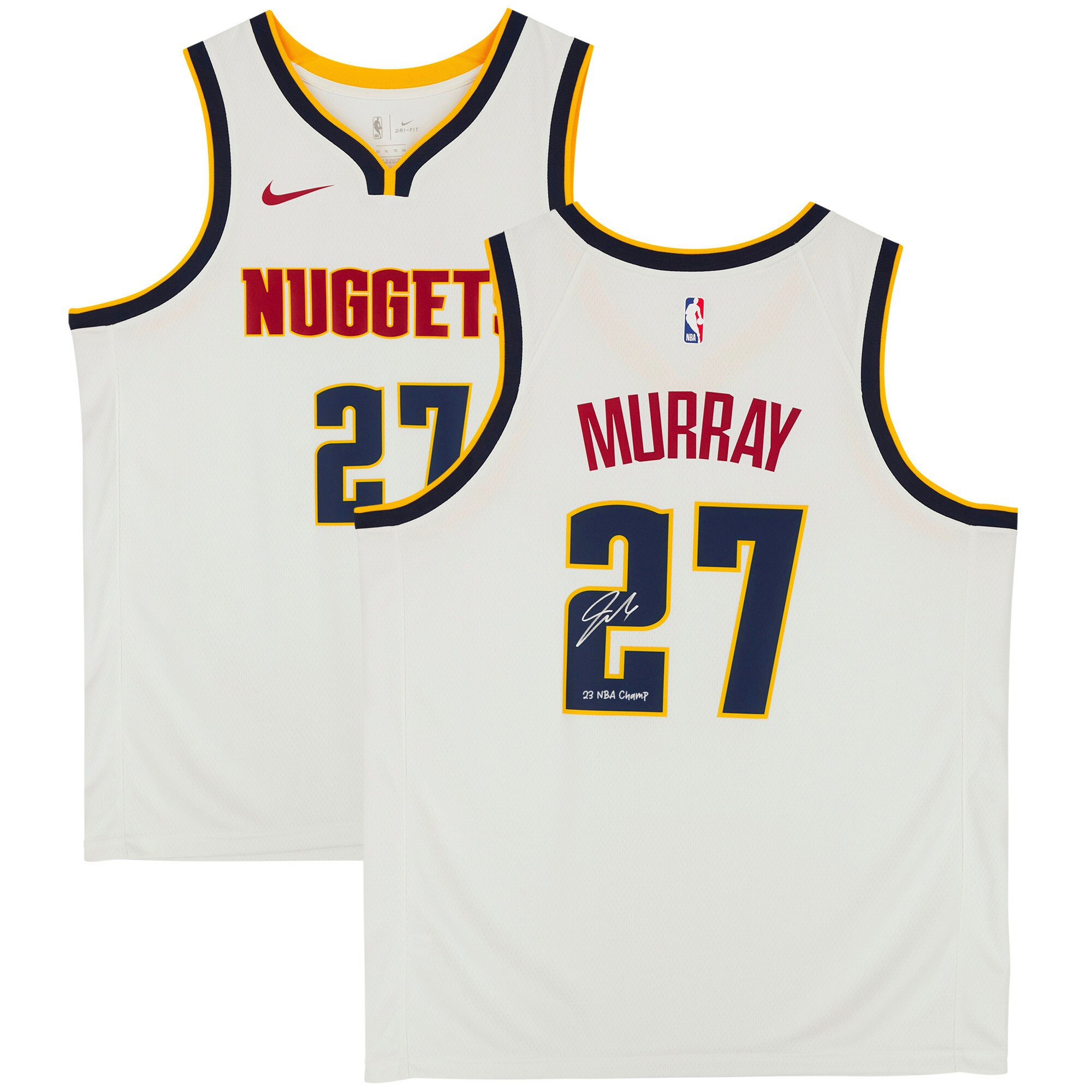 Jamal Murray 27 Denver Nuggets 2023 NBA Finals Champions with "23 NBA Champ" - White Jersey - JS828 
