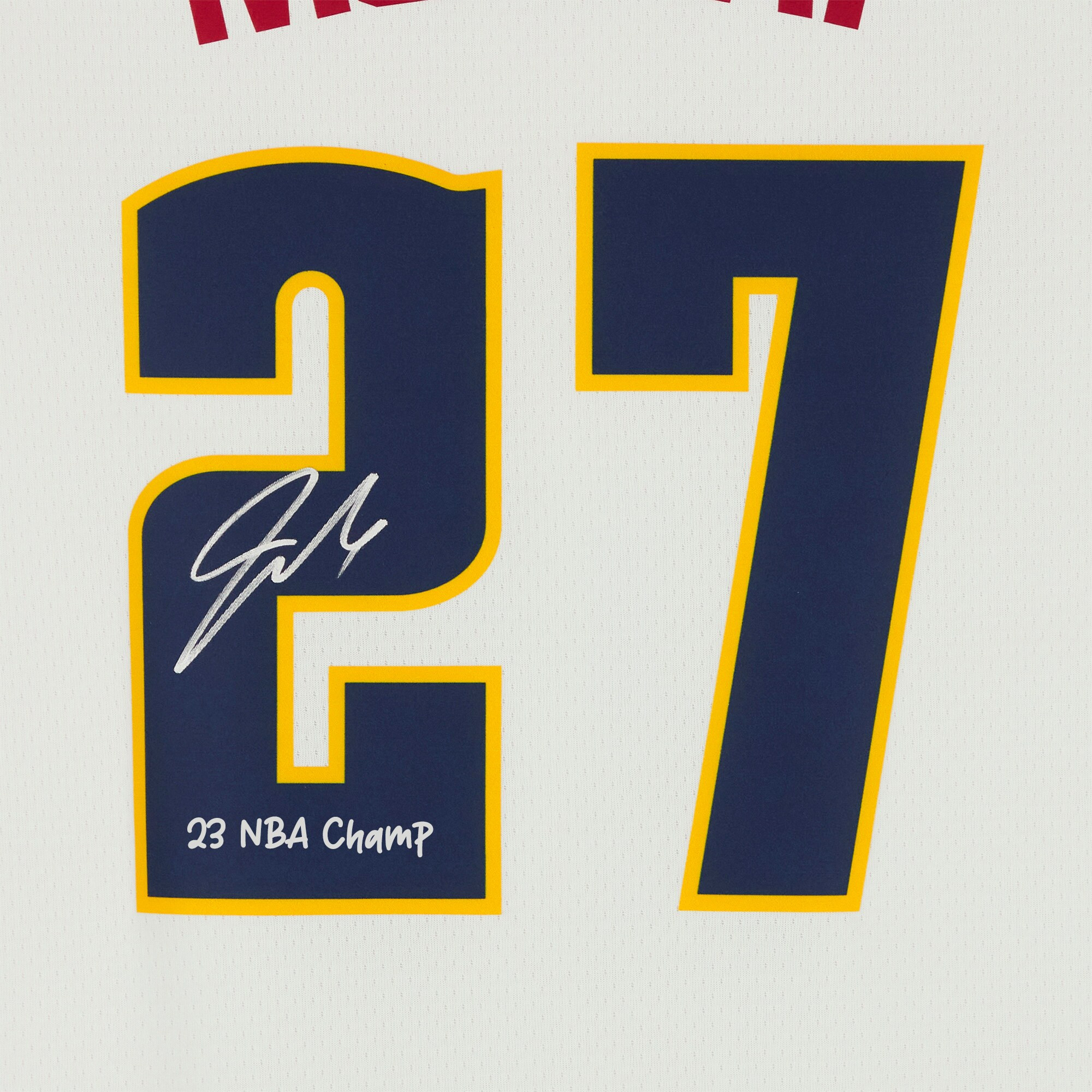 Alternative view of Jamal Murray 27 Denver Nuggets 2023 NBA Finals Champions with "23 NBA Champ" - White Jersey - JS828 