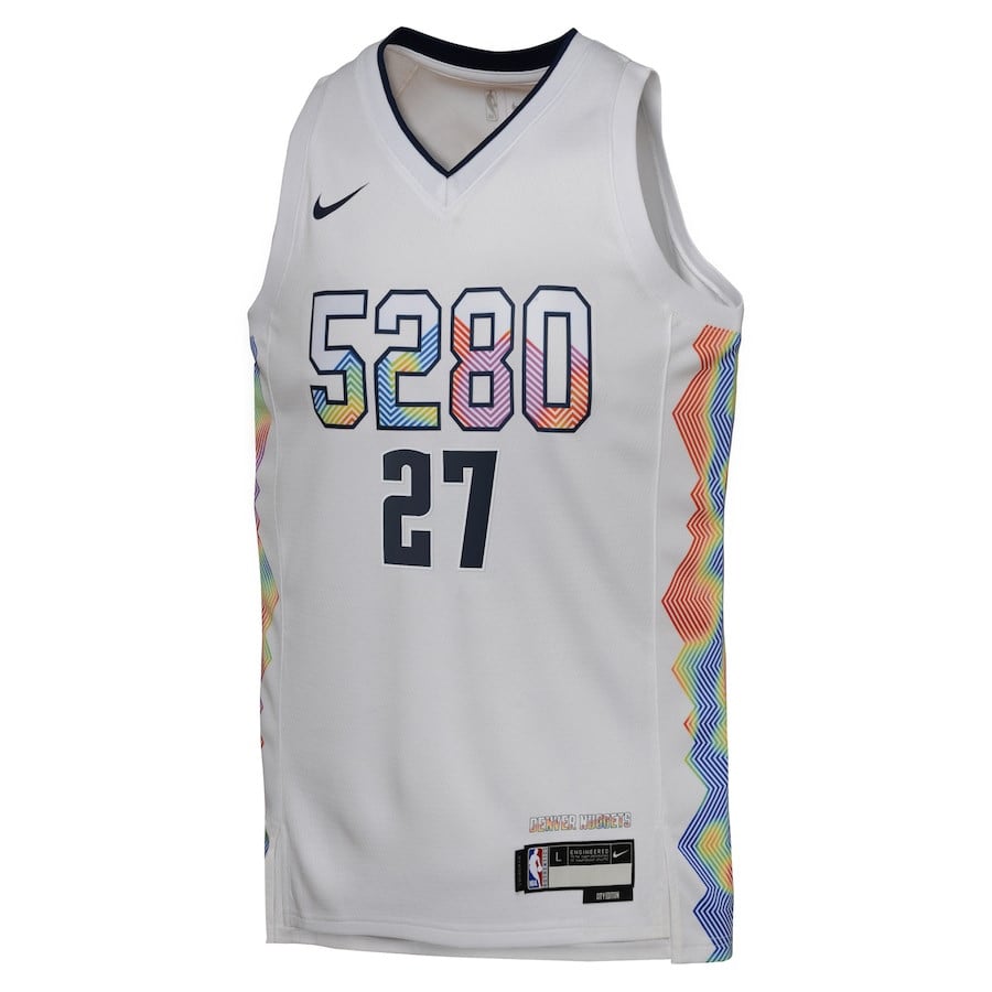 Alternative view of Jamal Murray 27 Denver Nuggets 2024/25 Swingman Player YOUTH Jersey - City Edition - White - JS760 