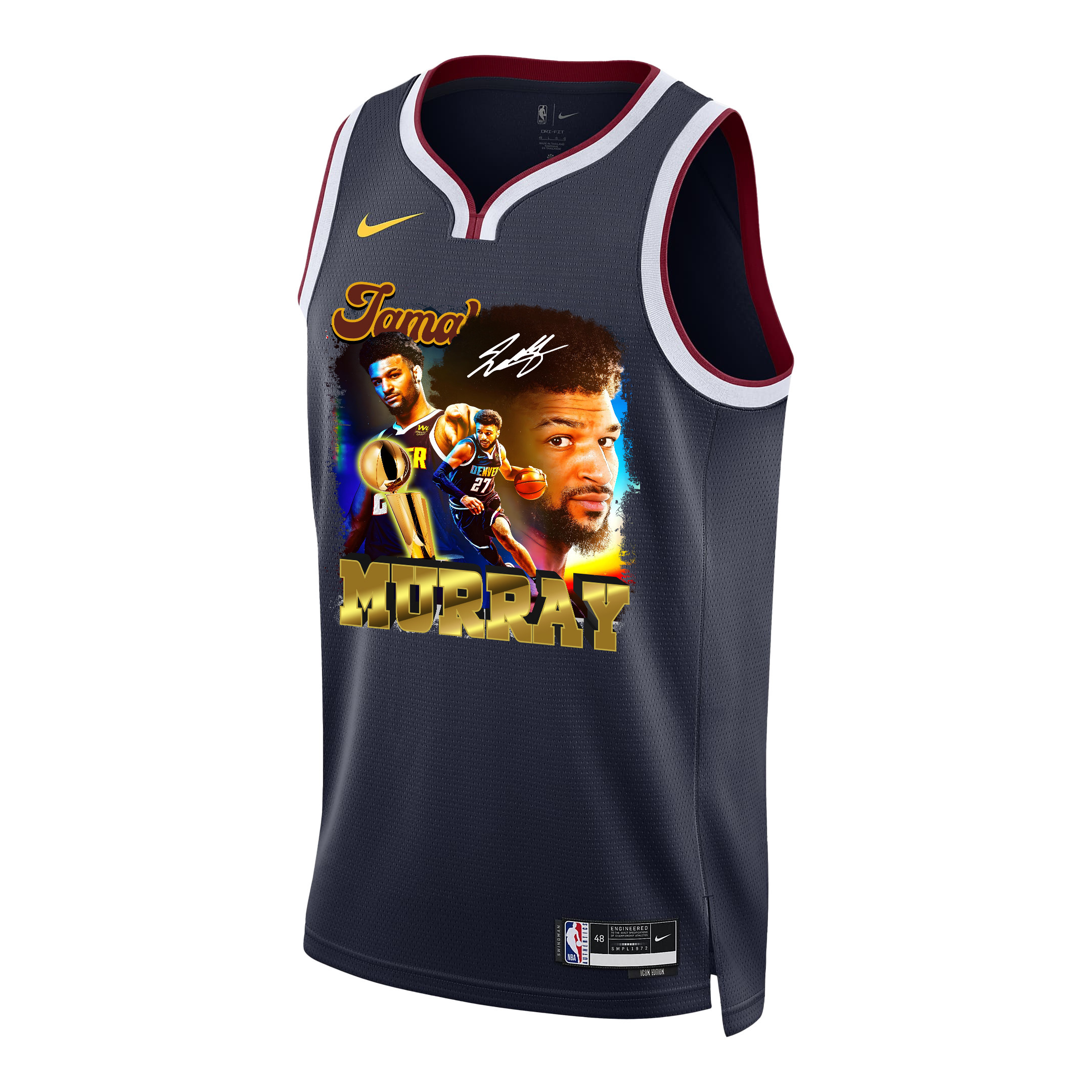 Alternative view of Jamal Murray 27 Denver Nuggets Exciting Guard 2023 NBA Champions Swingman Jersey - Black - JS937 