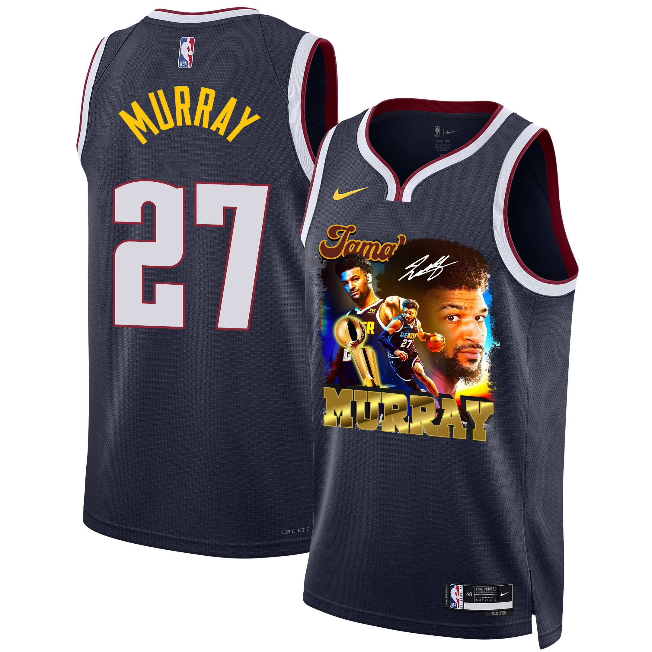 Jamal Murray 27 Denver Nuggets Exciting Guard 2023 NBA Champions Swingman Jersey - Black - JS937 