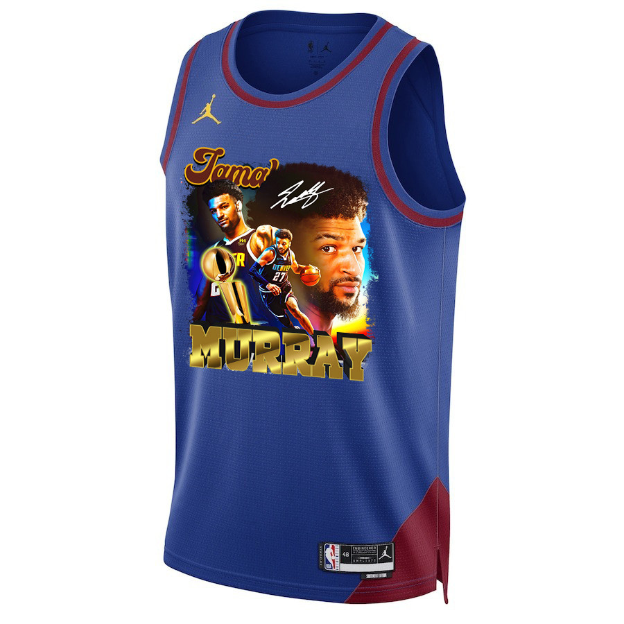 Alternative view of Jamal Murray 27 Denver Nuggets Exciting Guard 2023 NBA Champions Swingman Jersey - Blue - JS426 
