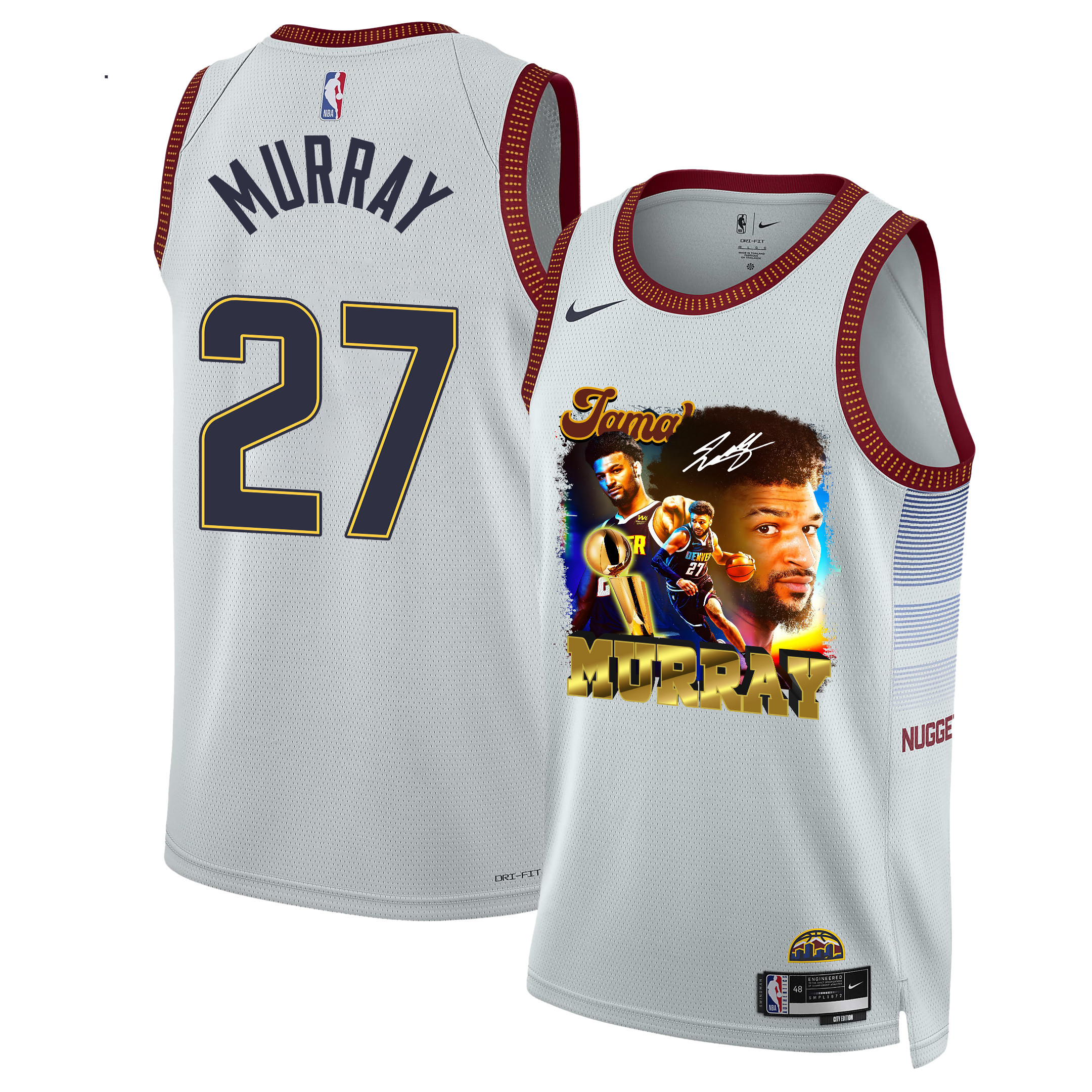 Jamal Murray 27 Denver Nuggets Exciting Guard 2023 NBA Champions Swingman Jersey - White - JS837 